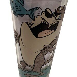 PEPSI Collector Series TAZMANIAN DEVIL PORKY PIG fishing 1976 Warner Bros glass